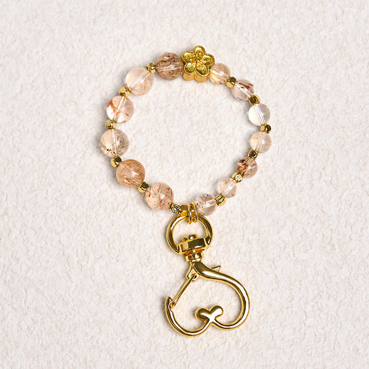 Buddha Stones Natural Super Seven Crystal Plum Blossom Spiritual Chain Bag Hanging Decoration