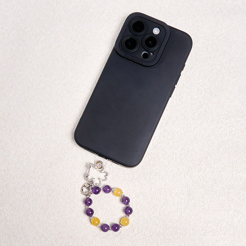 Buddha Stones Natural Amethyst Citrine Positive Key Chain Bag Hanging Decoration