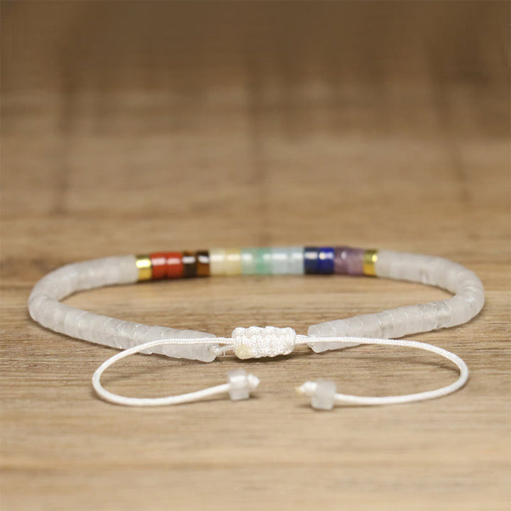 Buddha Stones Natural White Crystal Black Onyx Clarity Spacer Bead Bracelet