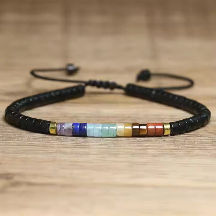 Buddha Stones Natural White Crystal Black Onyx Clarity Spacer Bead Bracelet