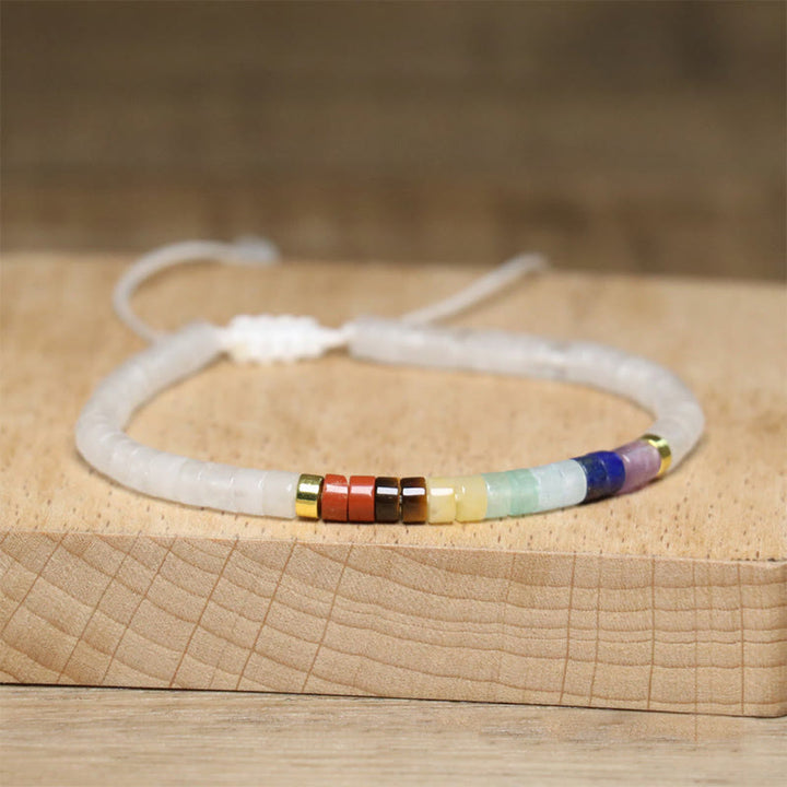 Buddha Stones Natural White Crystal Black Onyx Clarity Spacer Bead Bracelet