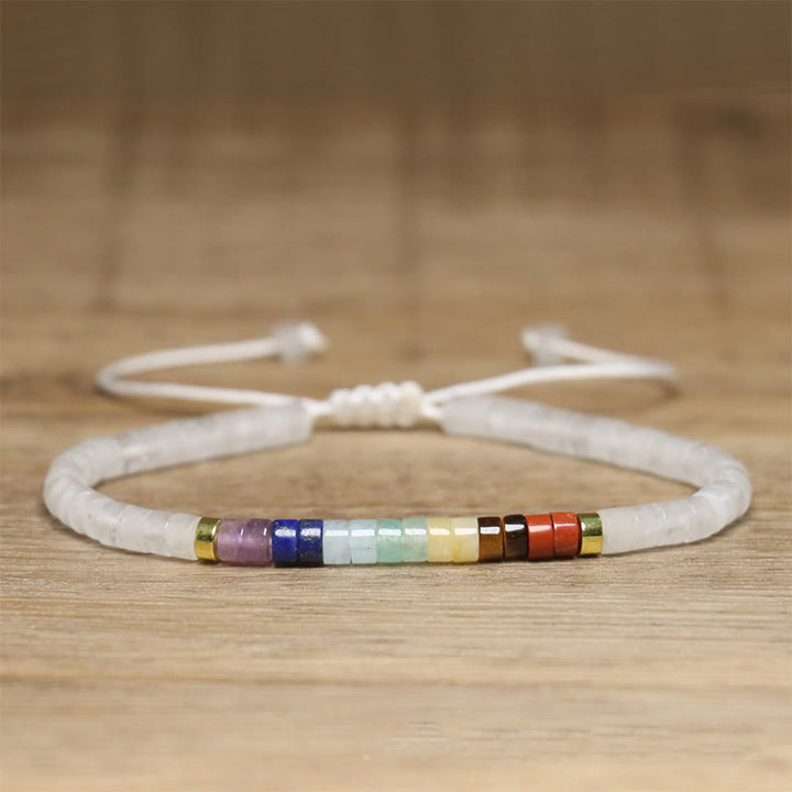 Buddha Stones Natural White Crystal Black Onyx Clarity Spacer Bead Bracelet