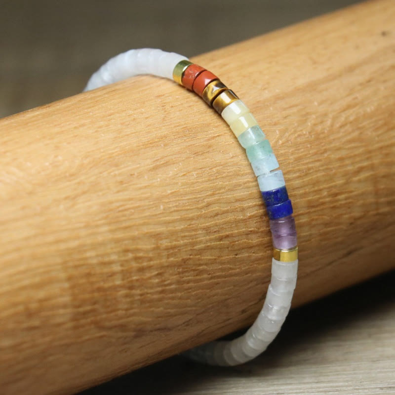 Buddha Stones Natural White Crystal Black Onyx Clarity Spacer Bead Bracelet