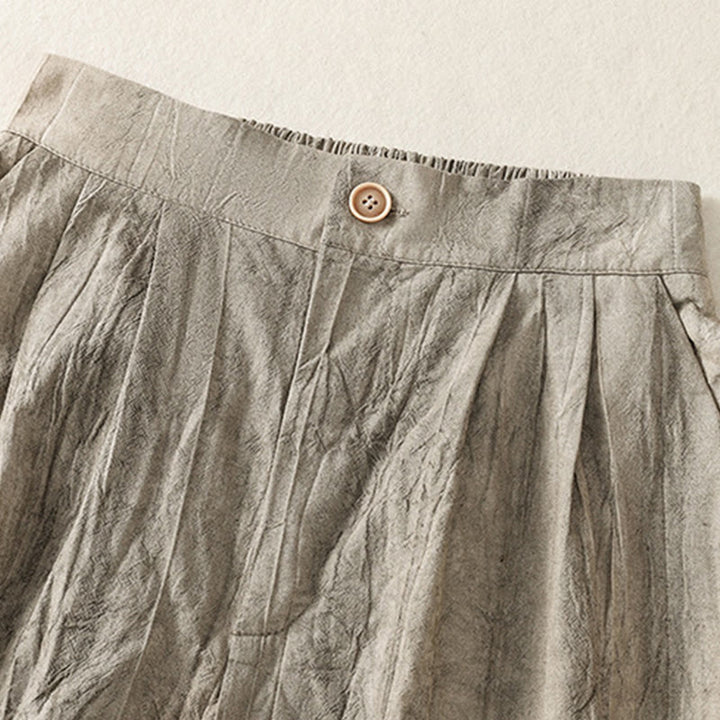 Buddha Stones Summer Casual Tie-dye Plain Cotton Women's Shorts With Pockets - image 16