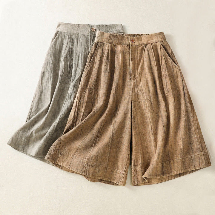 Buddha Stones Summer Casual Tie-dye Plain Cotton Women's Shorts With Pockets - image 17