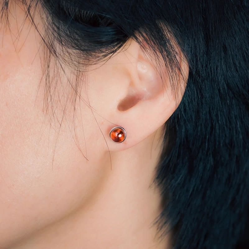 Buddha Stones 925 Sterling Silver Garnet Protection Earrings