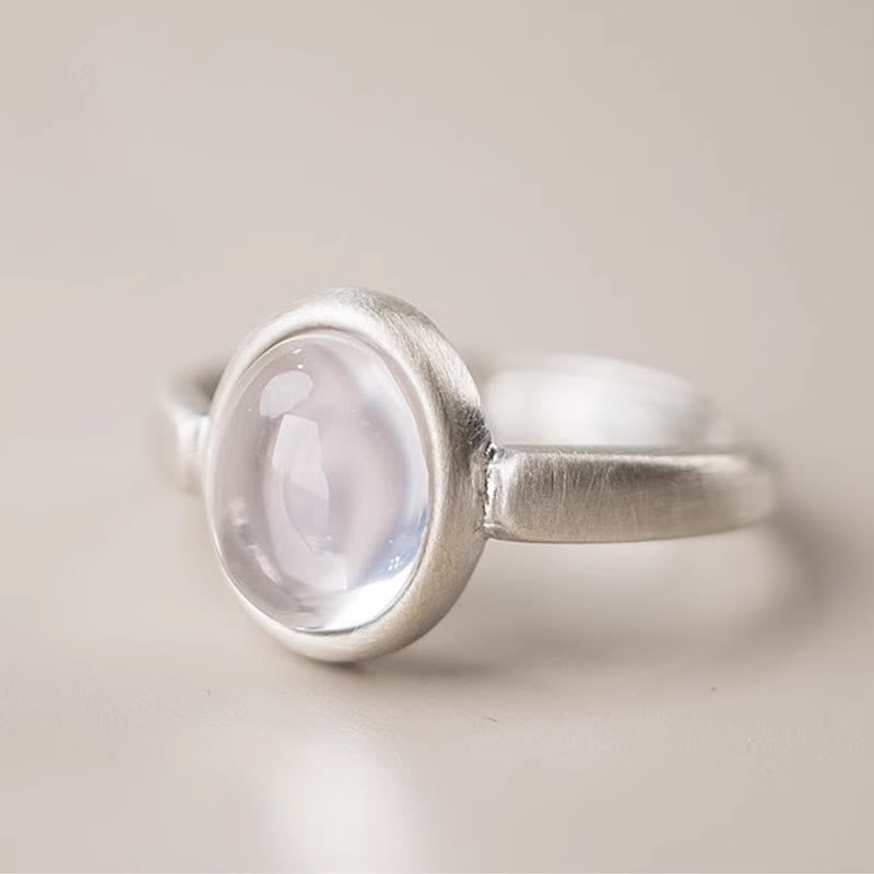 Buddha Stones Natural 925 Sterling Silver Pink Crystal Adjustable Warmth Ring