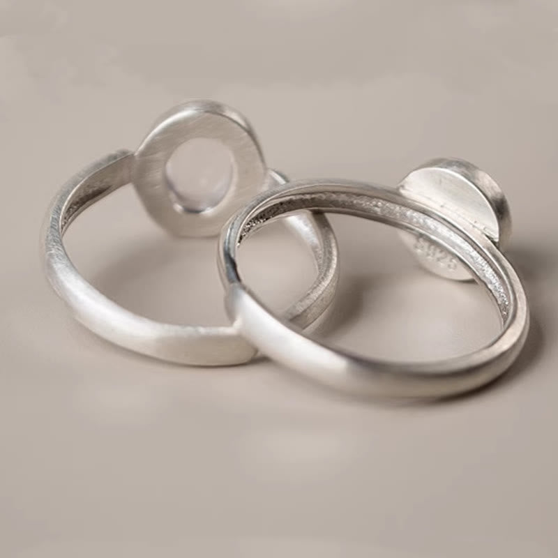 Buddha Stones Natural 925 Sterling Silver Pink Crystal Adjustable Warmth Ring