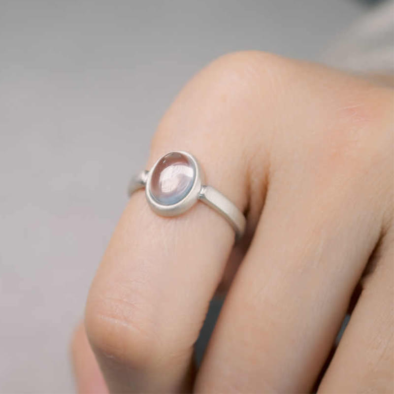 Buddha Stones Natural 925 Sterling Silver Pink Crystal Adjustable Warmth Ring