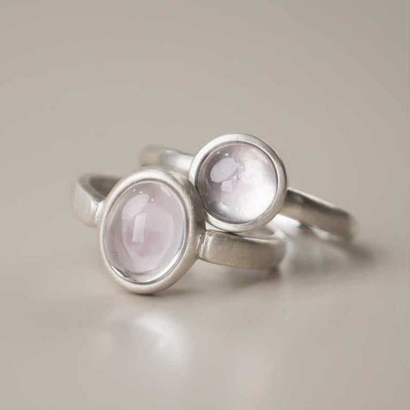 Buddha Stones Natural 925 Sterling Silver Pink Crystal Adjustable Warmth Ring