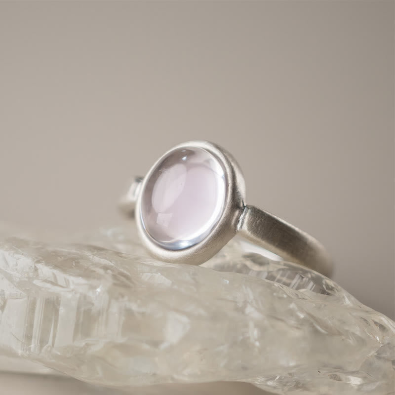 Buddha Stones Natural 925 Sterling Silver Pink Crystal Adjustable Warmth Ring