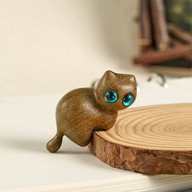 Buddha Stones Mini Cute Stretching Cat Carved Soothing Desk Decoration - image 2