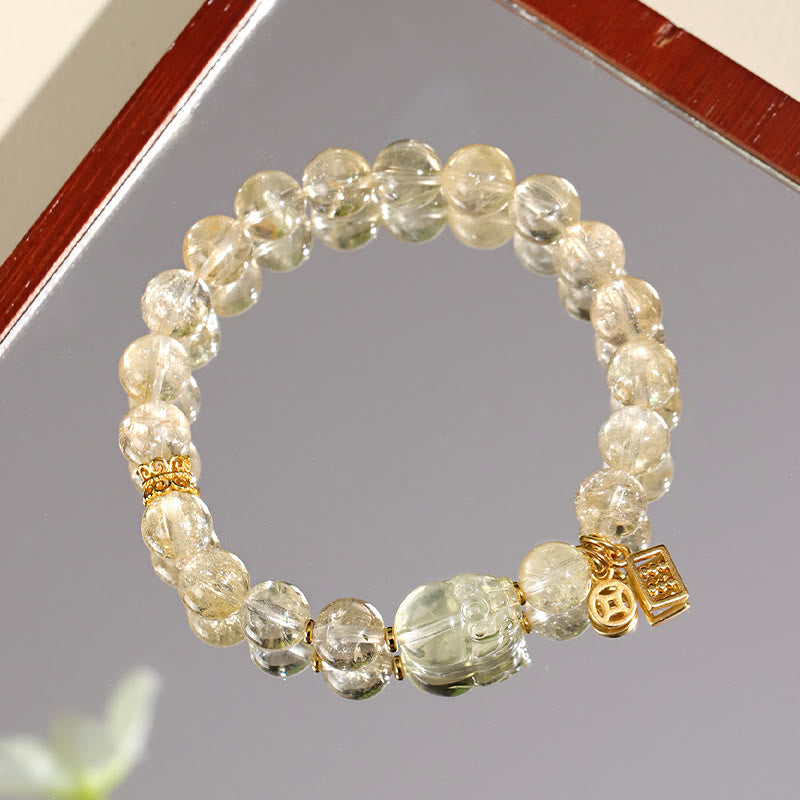 Buddha Stones Natural Citrine PiXiu Copper Coin Protection Bracelet