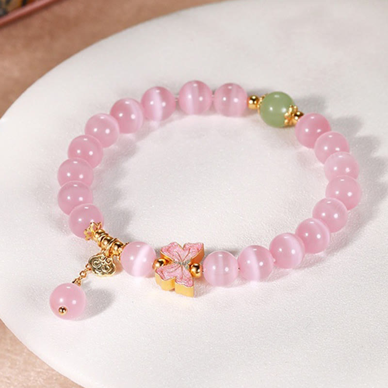 Buddha Stones 925 Sterling Silver Cat's Eye Hetian Jade Butterfly Peace Lock Charm Peace Bracelet
