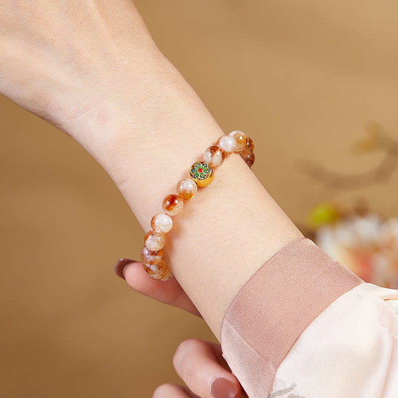 Buddha Stones 999 Sterling Silver Citrine Om Mani Padme Hum Protection Bracelet