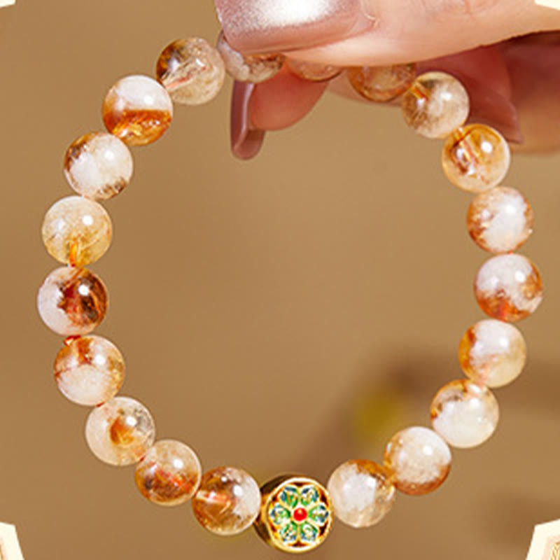 Buddha Stones 999 Sterling Silver Citrine Om Mani Padme Hum Protection Bracelet