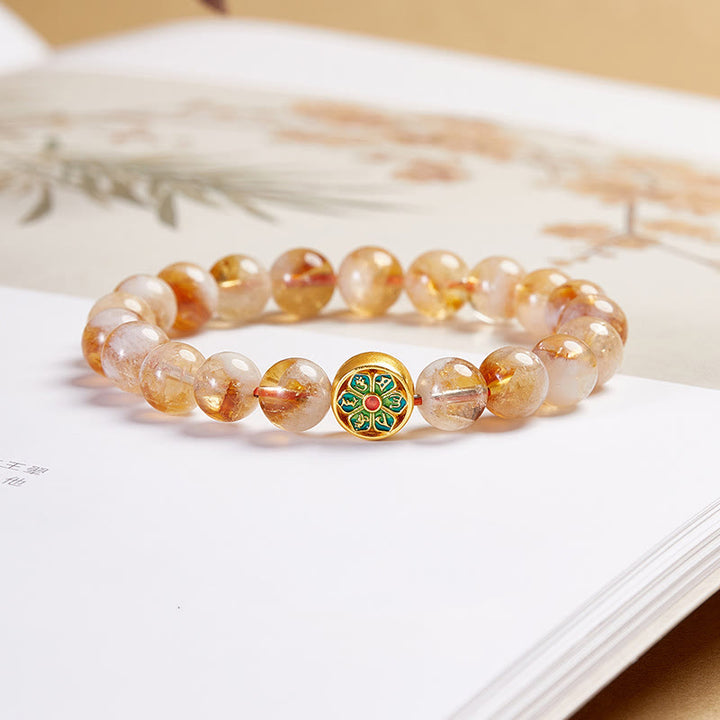 Buddha Stones 999 Sterling Silver Citrine Om Mani Padme Hum Protection Bracelet