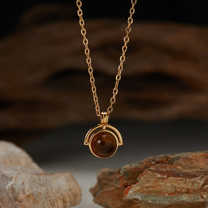 Buddha Stones Red Agate Tiger Eye Aquamarine Moonstone 925 Sterling Silver Confidence Necklace Pendant