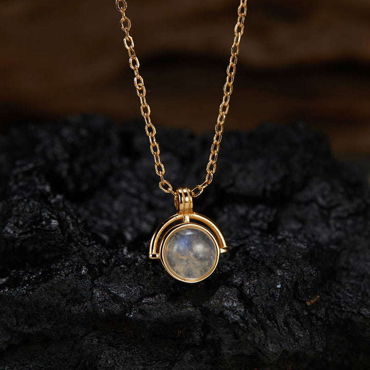 Buddha Stones Red Agate Tiger Eye Aquamarine Moonstone 925 Sterling Silver Confidence Necklace Pendant