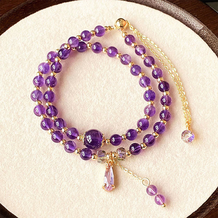 Buddha Stones Natural Amethyst Beads Balance Multi-layer Bracelet