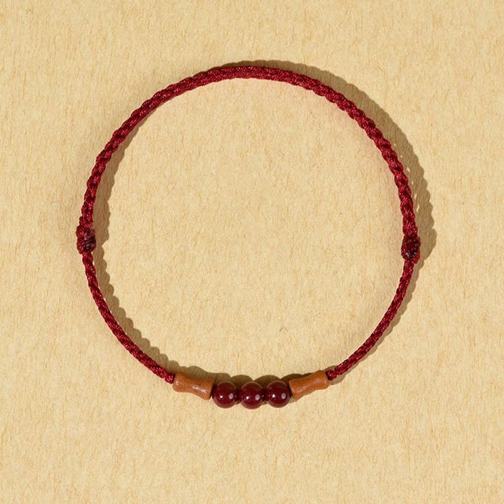 Buddha Stones Cinnabar Beads Peach Wood Blessing String Bracelet
