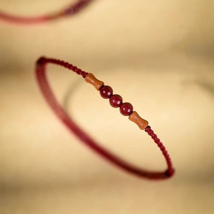 Buddha Stones Cinnabar Beads Peach Wood Blessing String Bracelet