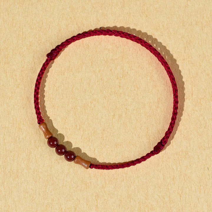 Buddha Stones Cinnabar Beads Peach Wood Blessing String Bracelet