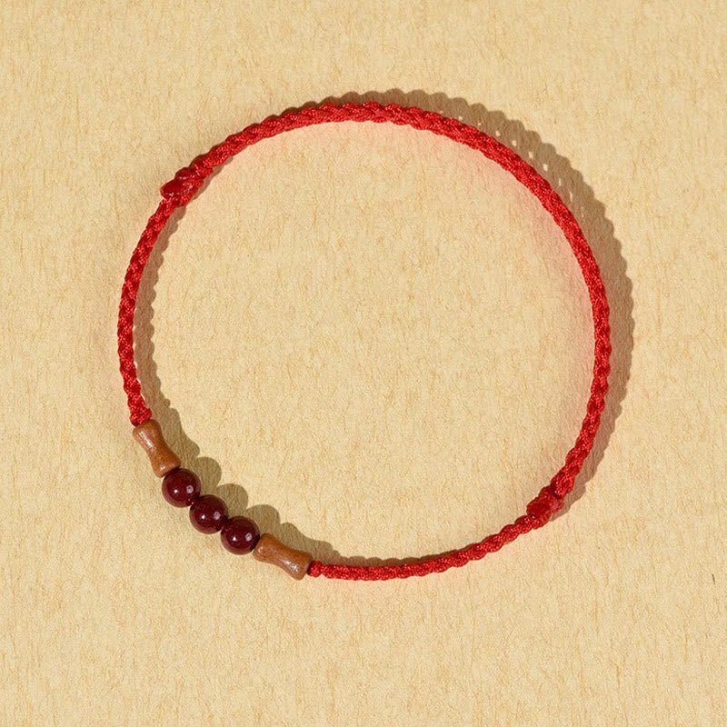 Buddha Stones Cinnabar Beads Peach Wood Blessing String Bracelet
