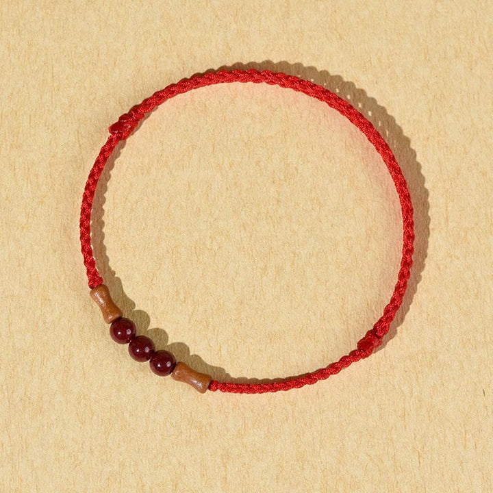 Buddha Stones Cinnabar Beads Peach Wood Blessing String Bracelet