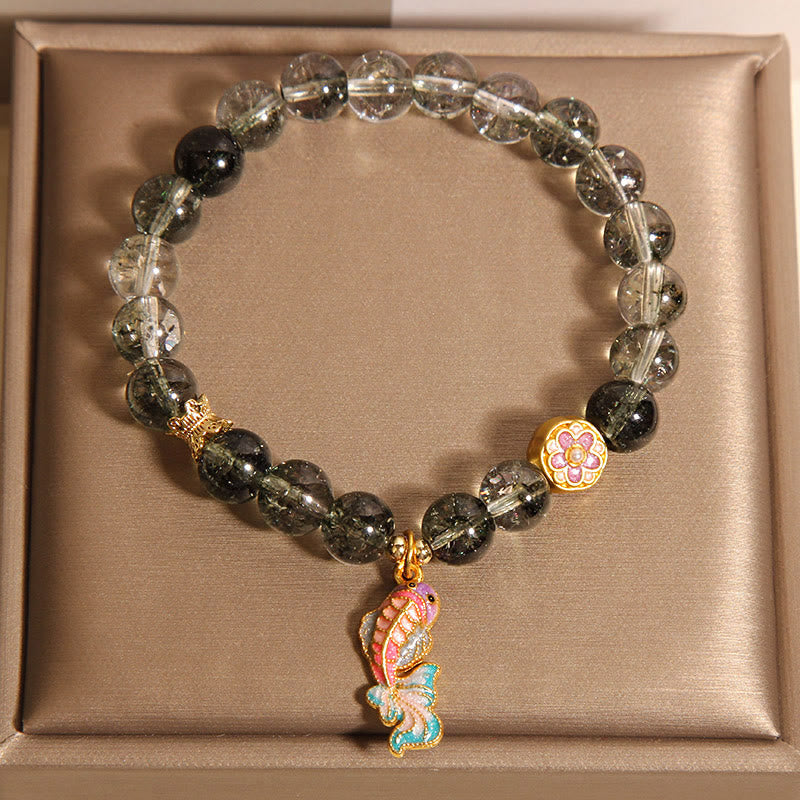 Buddha Stones Green Phantom Koi Fish Lucky Bracelet