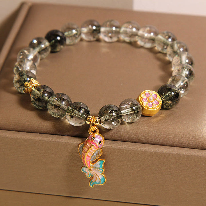 Buddha Stones Green Phantom Koi Fish Lucky Bracelet