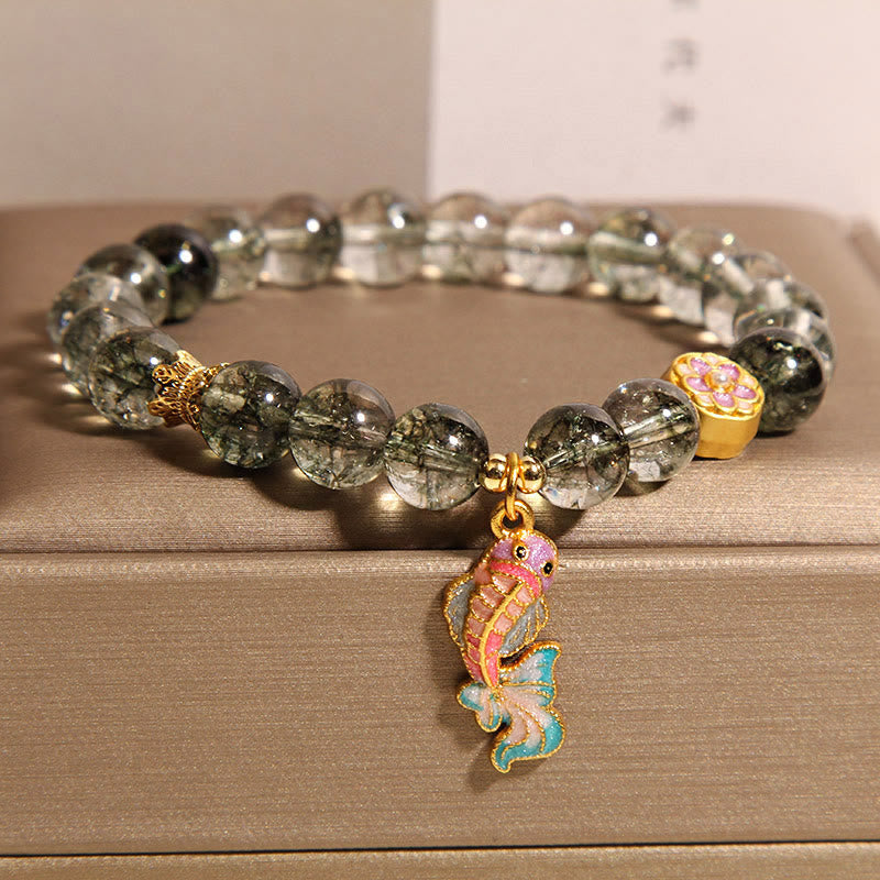 Buddha Stones Green Phantom Koi Fish Lucky Bracelet