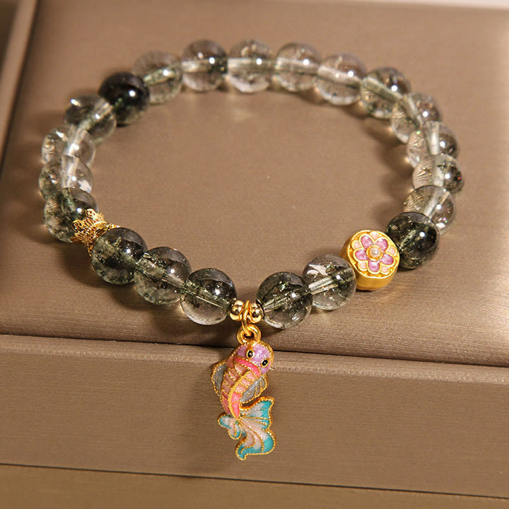 Buddha Stones Green Phantom Koi Fish Lucky Bracelet