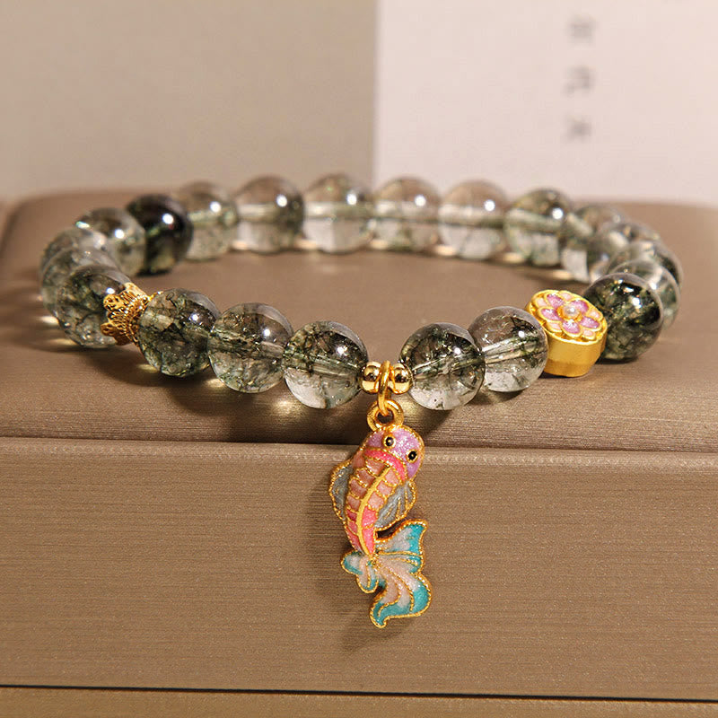 Buddha Stones Green Phantom Koi Fish Lucky Bracelet