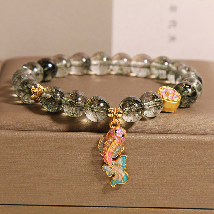 Buddha Stones Green Phantom Koi Fish Lucky Bracelet