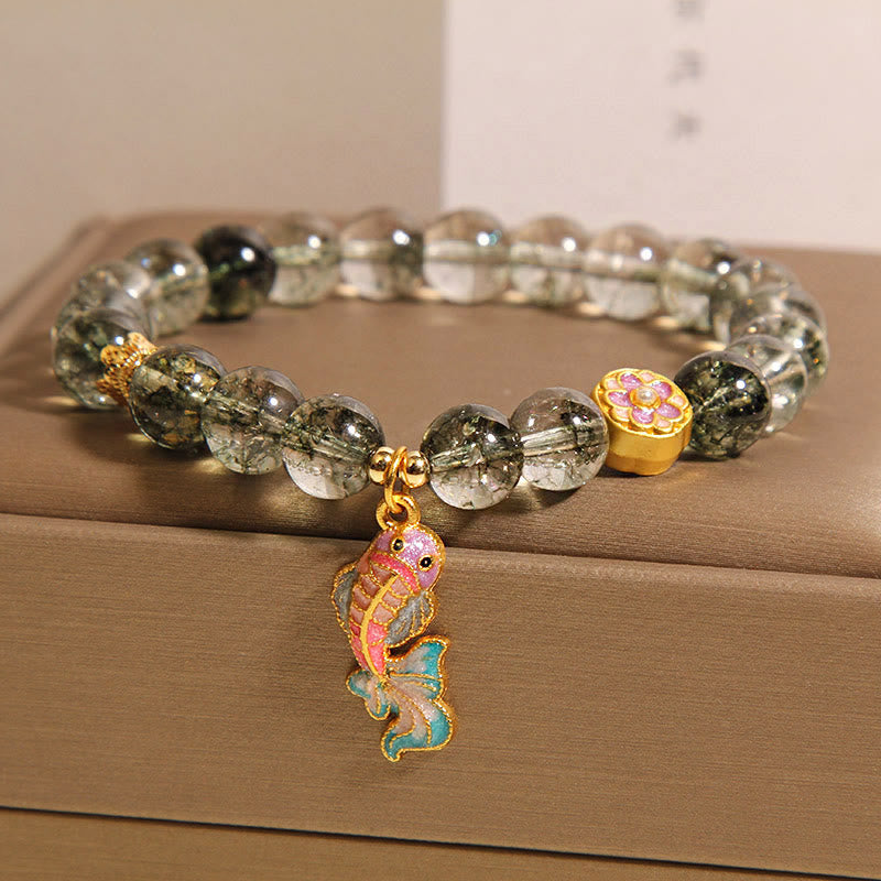 Buddha Stones Green Phantom Koi Fish Lucky Bracelet