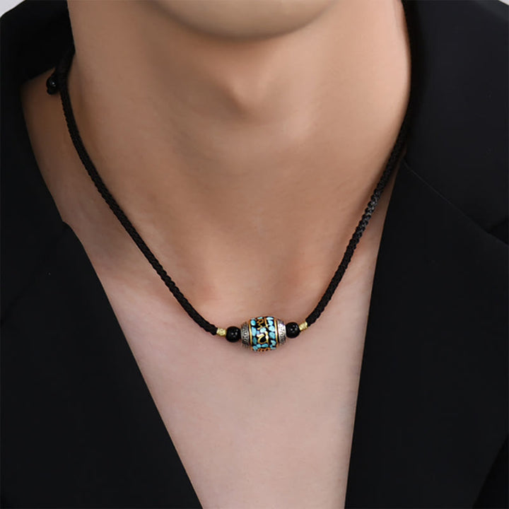 Buddha Stones Tibet Om Mani Padme Hum Dzi Bead Pattern Protection Rotatable Necklace Pendant - image 11