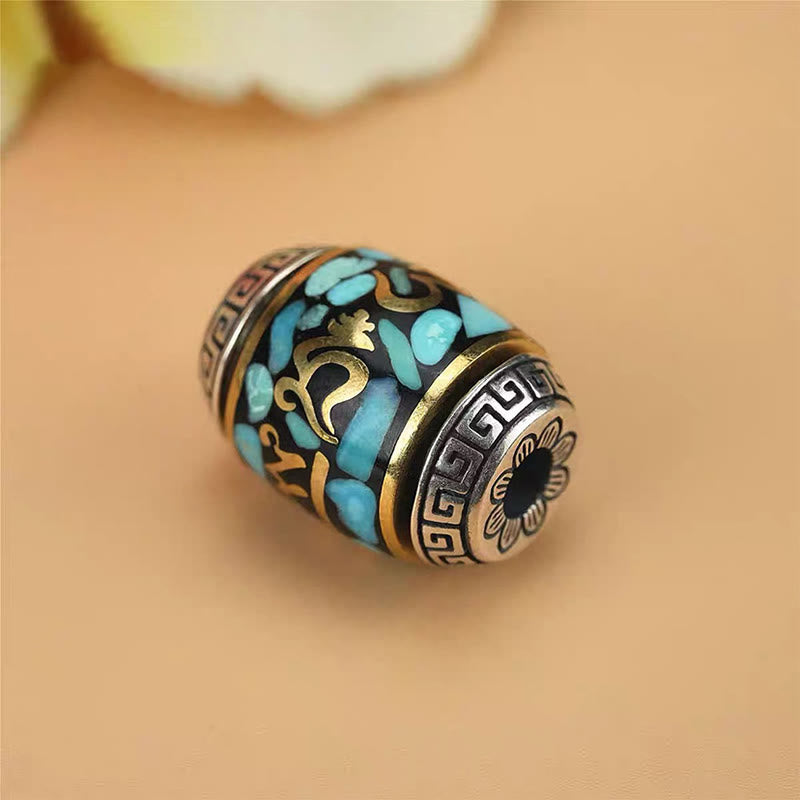 Buddha Stones Tibet Om Mani Padme Hum Dzi Bead Pattern Protection Rotatable Necklace Pendant - image 8