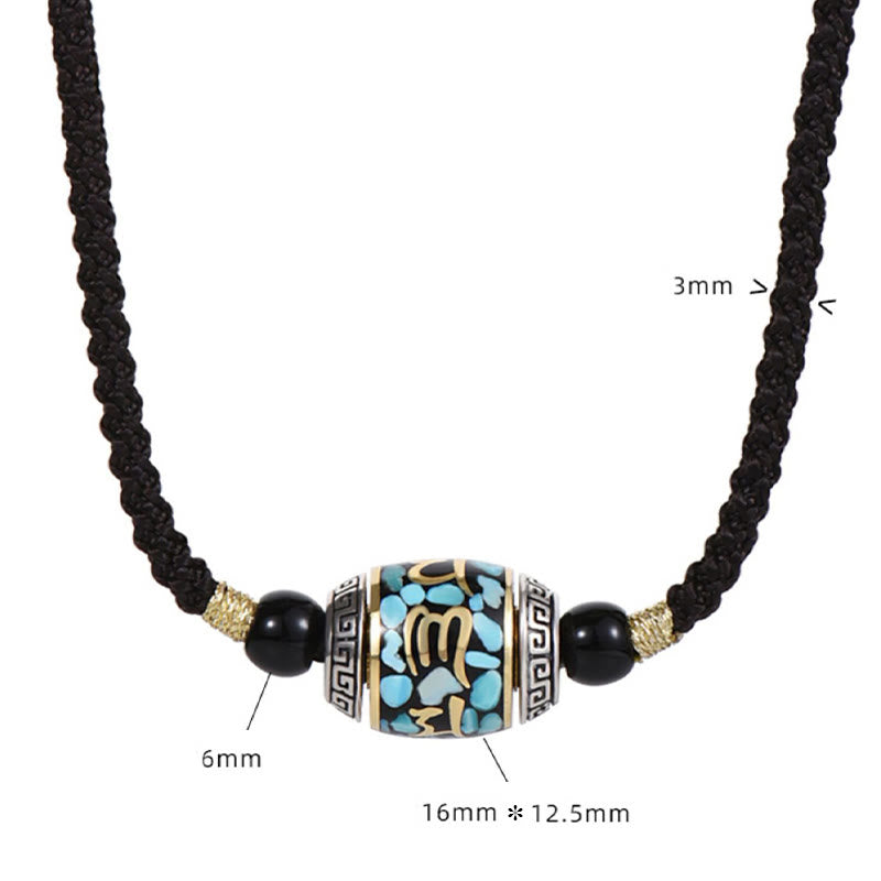Buddha Stones Tibet Om Mani Padme Hum Dzi Bead Pattern Protection Rotatable Necklace Pendant - image 10