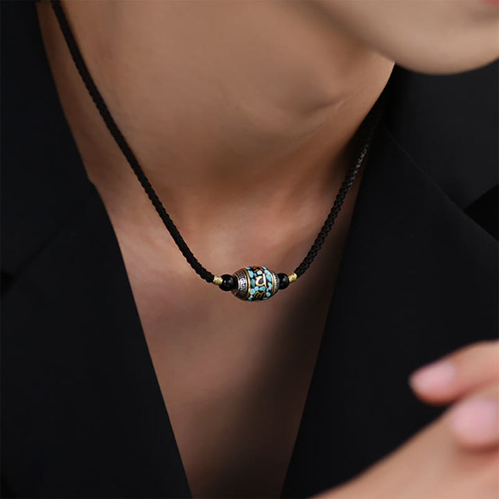 Buddha Stones Tibet Om Mani Padme Hum Dzi Bead Pattern Protection Rotatable Necklace Pendant - image 5