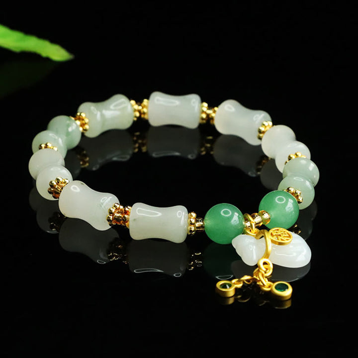 Buddha Stones Natural Tianshan Jade Fu Character Money Bag Pattern Prosperity Bracelet - image 5