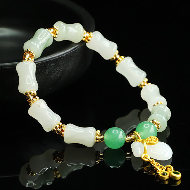 Buddha Stones Natural Tianshan Jade Fu Character Money Bag Pattern Prosperity Bracelet - image 4