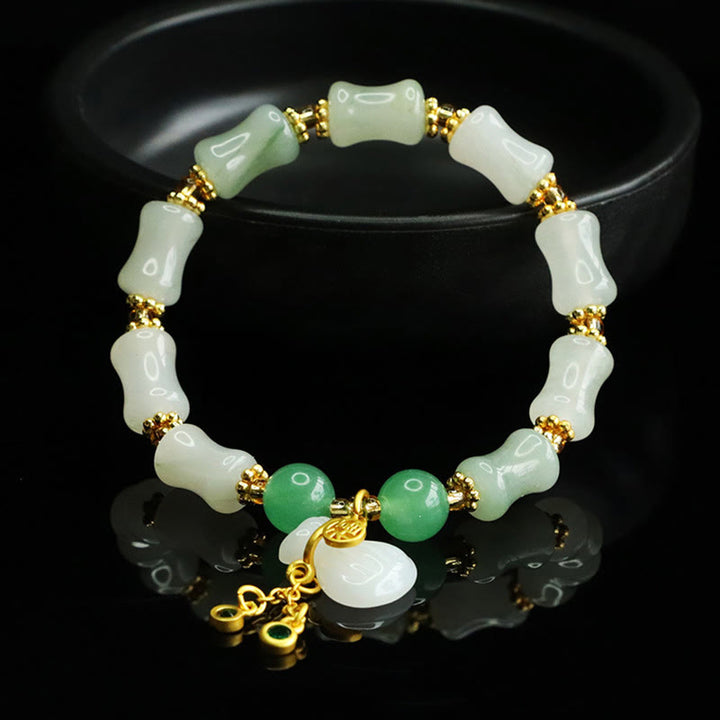 Buddha Stones Natural Tianshan Jade Fu Character Money Bag Pattern Prosperity Bracelet - image 2