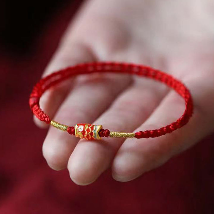 Buddha Stones Koi Fish Handmade Braided Red String Bracelet - image 3