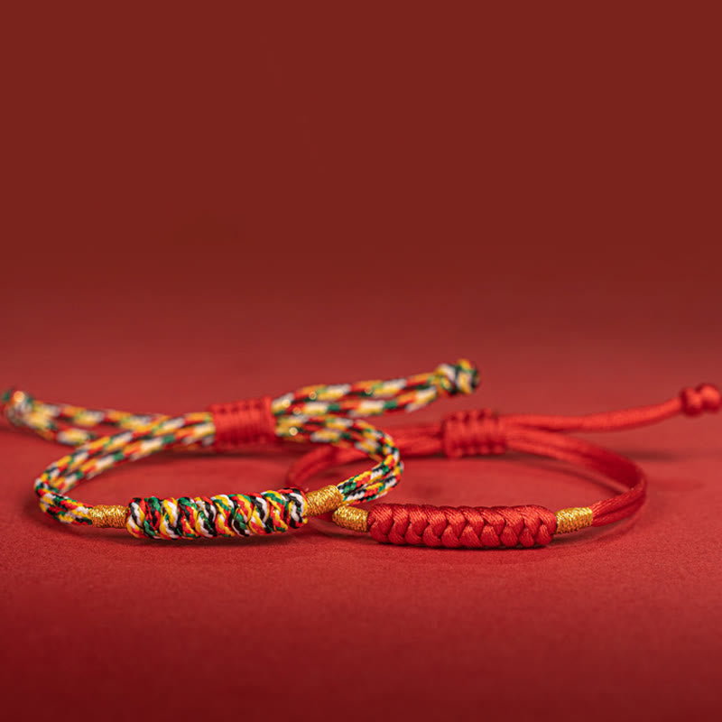 Buddha Stones Handmade Braided Red String Happy Knot Flat Knot Colorful Rope Bracelet - image 14