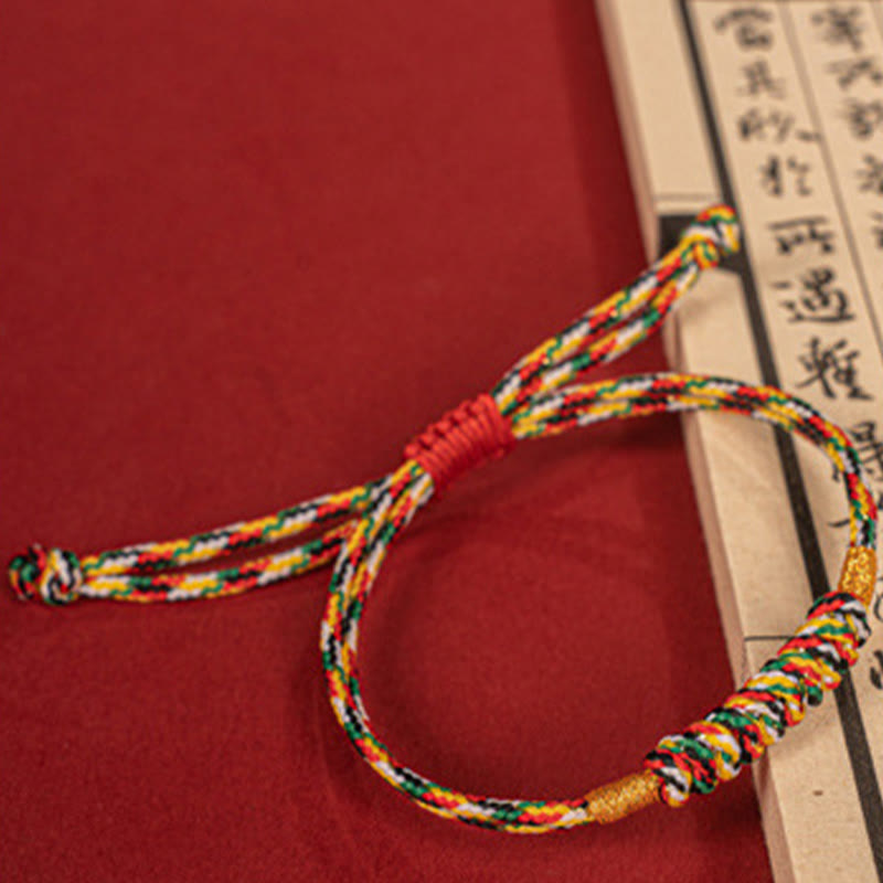 Buddha Stones Handmade Braided Red String Happy Knot Flat Knot Colorful Rope Bracelet - image 12