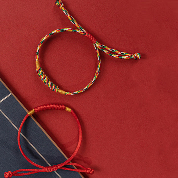 Buddha Stones Handmade Braided Red String Happy Knot Flat Knot Colorful Rope Bracelet - image 16