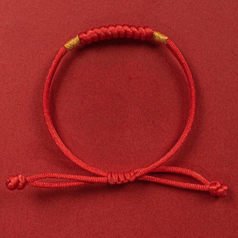Buddha Stones Handmade Braided Red String Happy Knot Flat Knot Colorful Rope Bracelet - image 2