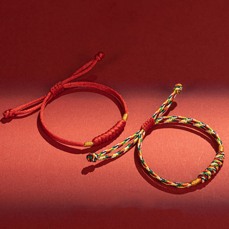 Buddha Stones Handmade Braided Red String Happy Knot Flat Knot Colorful Rope Bracelet - image 15
