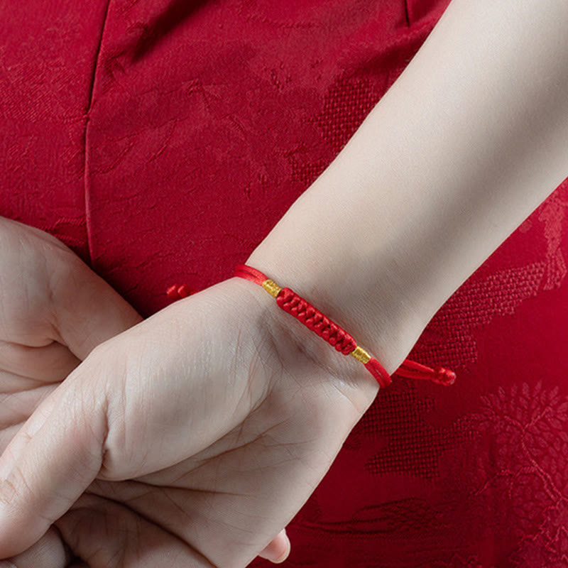 Buddha Stones Handmade Braided Red String Happy Knot Flat Knot Colorful Rope Bracelet - image 5